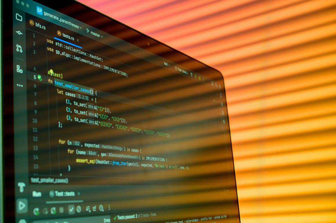 Source code on a developer monitor